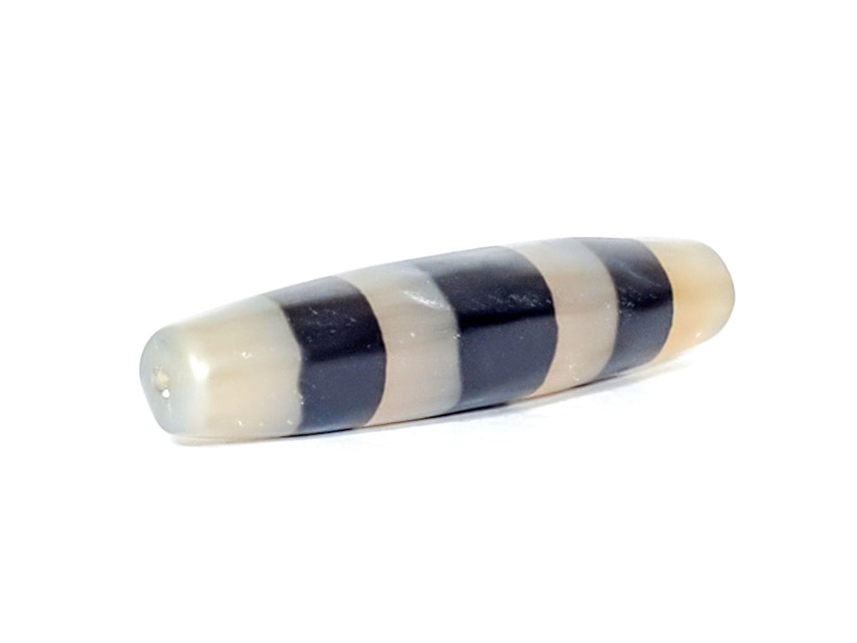 Ac-061426-5SChung ancient Cho dzi 措思天珠, right end, glassy milky translucent tip, clean drill hole, unretouched
