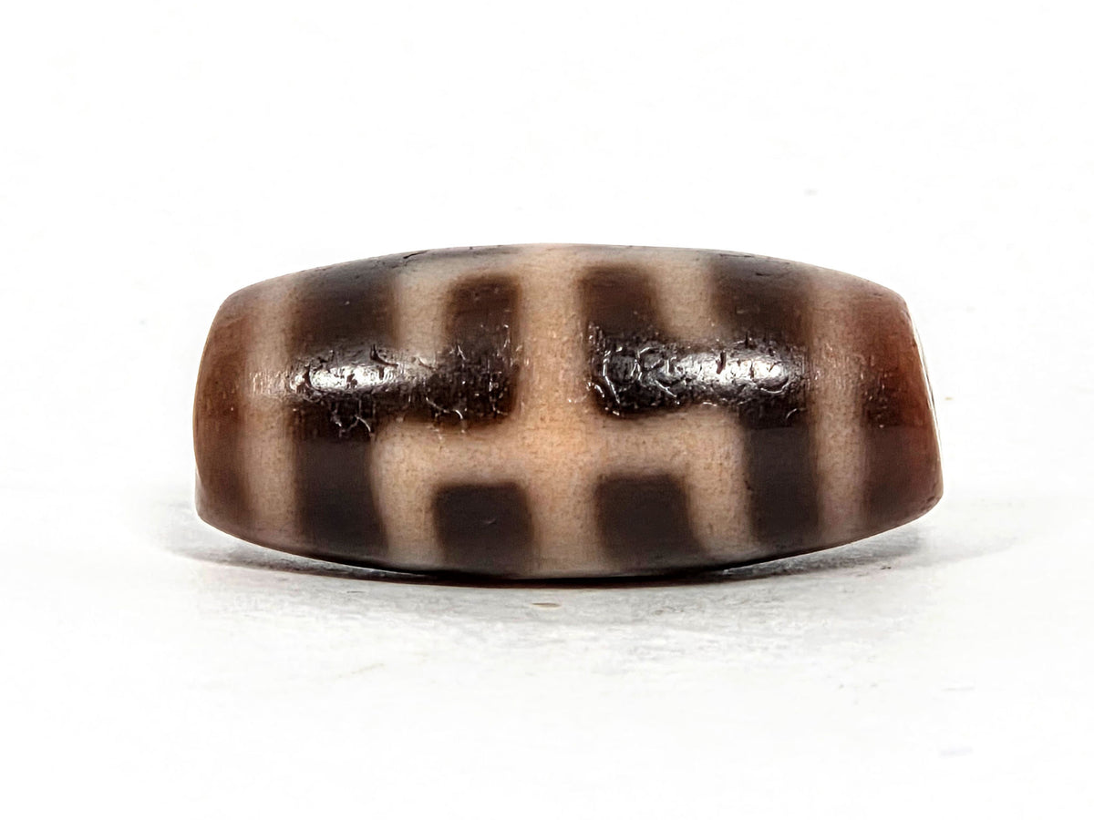 V-071426-BNF Benefactor Variant face B — structural grid reading, cream zones, warm dark brown ground, unretouched.