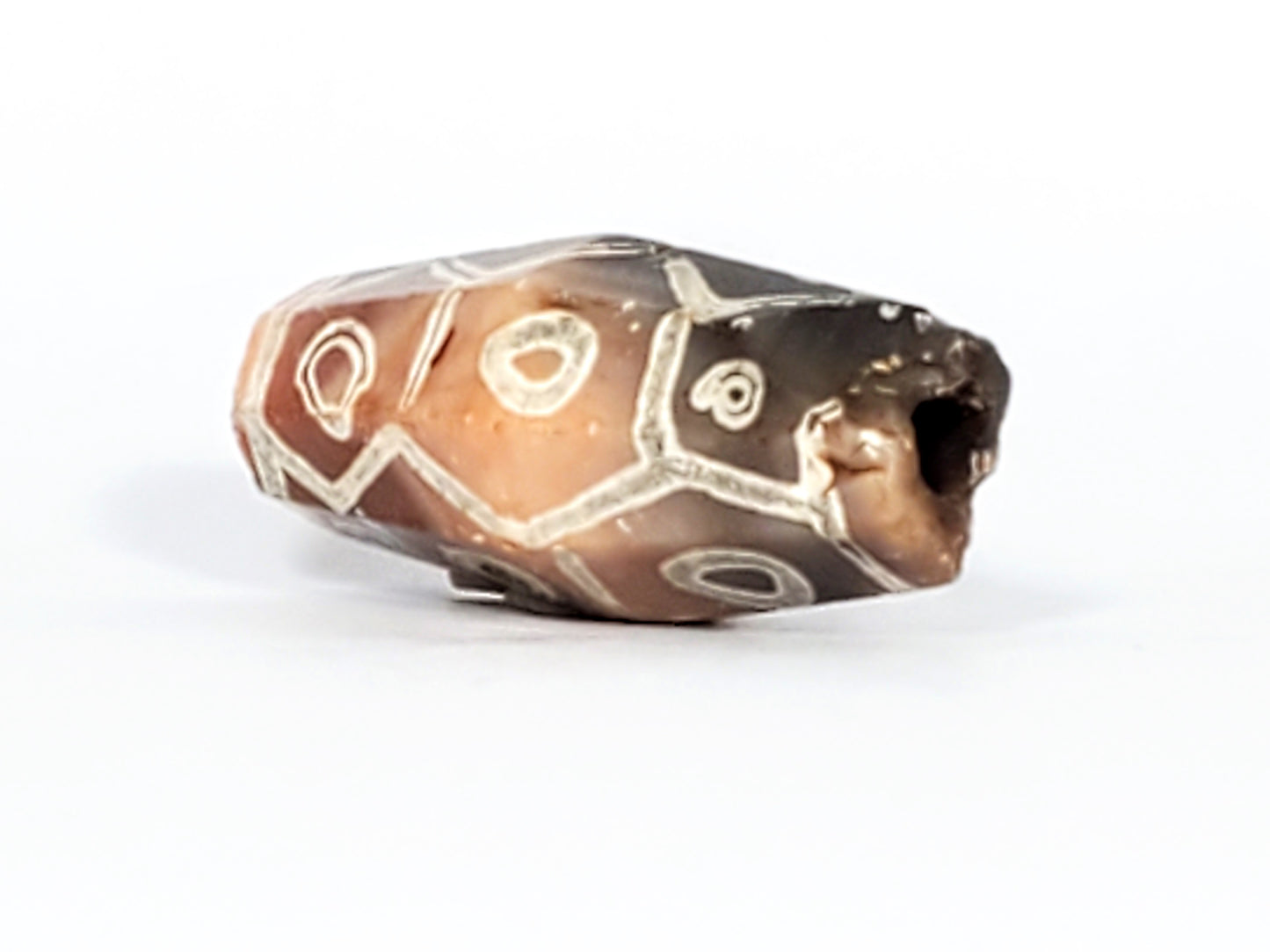 Ancient Twelve Eye Motif Dzi Bead (T1D-TwelveEye-001) - Rare Hexagon Shape