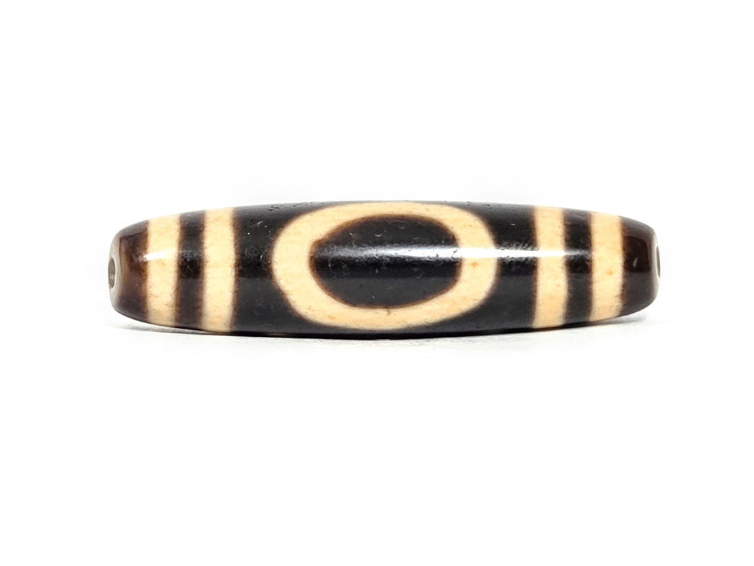 Antique Tibetan heaven and earth dzi bead, 48mm, very deep dark brown agate, At-071326-HE, unretouched