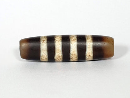 At-061920-7SChung antique seven stripe Chung dzi, Face C, warmest luminous honey-brown ground, cream bands, unretouched