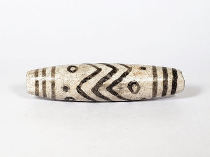 V-FA-062026-TESW vintage white tiger stripe dzi, 51.0mm, agate