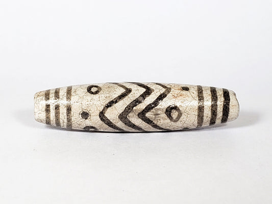 V-FA-062026-TESW vintage white tiger stripe dzi, 51.0mm, agate