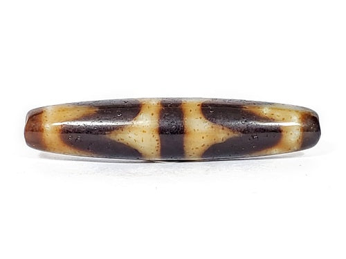 Faux antique dzi bead with double wave pattern