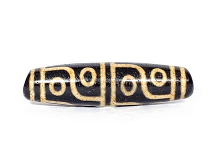 V-FA-062126-12E-LK Vintage Twelve Eye dzi bead, full side profile, 56.9×14.9mm, unretouched