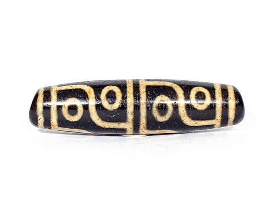V-FA-062126-12E-LK Vintage Twelve Eye dzi bead, full side profile, 56.9×14.9mm, unretouched