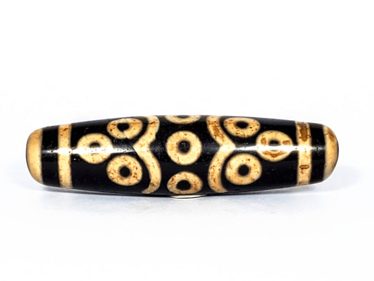 V-FA-062126-14E-LK Vintage Fourteen Eye dzi bead, full side profile, 56.8×14.9mm, unretouched