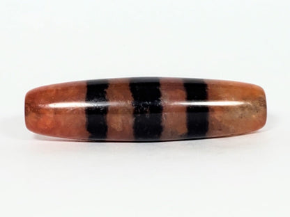 At-070622-5SChung, Face C, terracotta-orange ground variation visible, five wide black stripes, stripe-width variation, unretouched