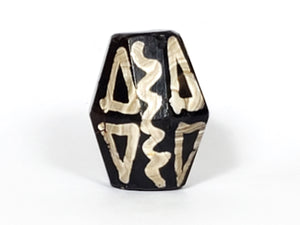 Ancient Tiger Tooth & Wave Motif Dzi Bead (OcD-072222) - Octagon Shape