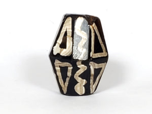 Ancient Tiger Tooth & Wave Motif Dzi Bead (OcD-072222) - Octagon Shape