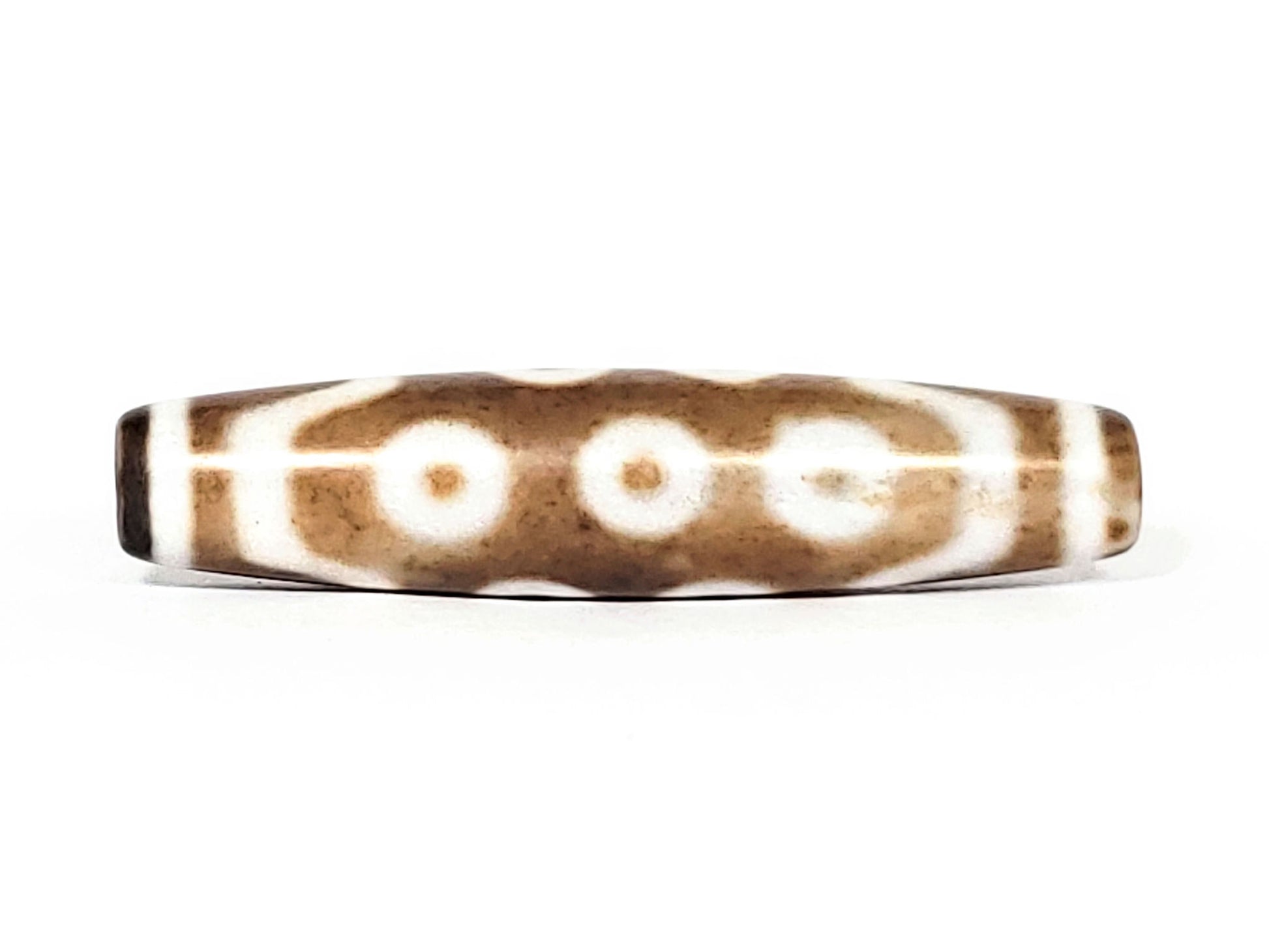 N-062426-10E new ten eye dzi 58.5x13.4mm Face C three eyes two-tone ground lighter medium brown zone unretouched