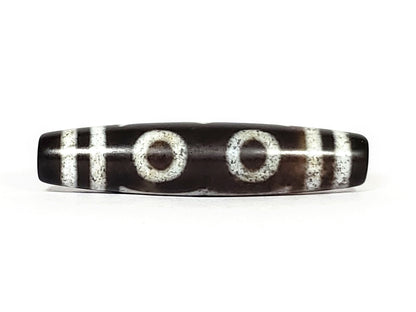 N-062426-3E2 new three eye dzi 57.9x13.3mm Face C two eyes warm rust-brown halo banding near-black agate unretouched