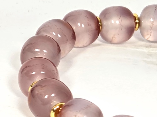 Bracelet composed of Chalcedony Beads with Bloodspot Inclusions (020726)