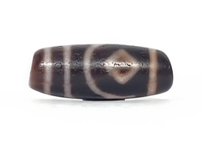 Antique Tibetan Two Diamond Eye Dzi Bead with Bloodspots (TiD-Ant-XB-TwE-050125)