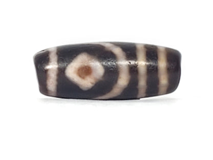 Antique Tibetan Two Diamond Eye Dzi Bead with Bloodspots (TiD-Ant-XB-TwE-050125)