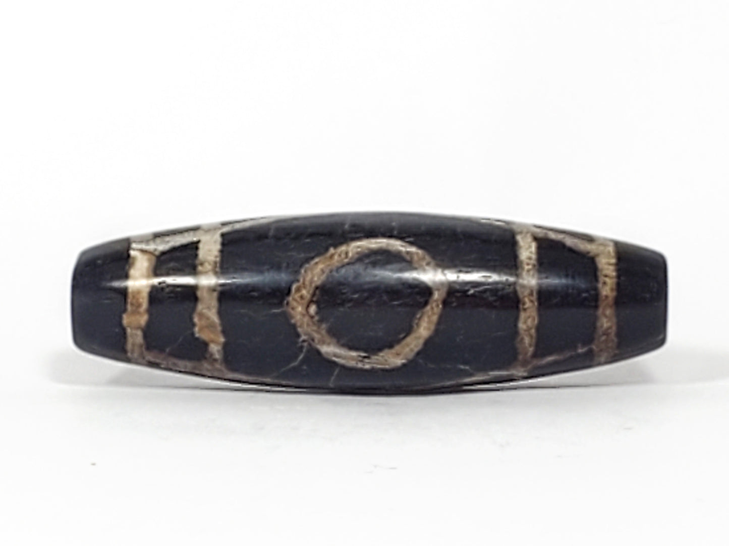 Ancient Two Eye Motif Dzi With Calcification (Anc-TwE-050824)