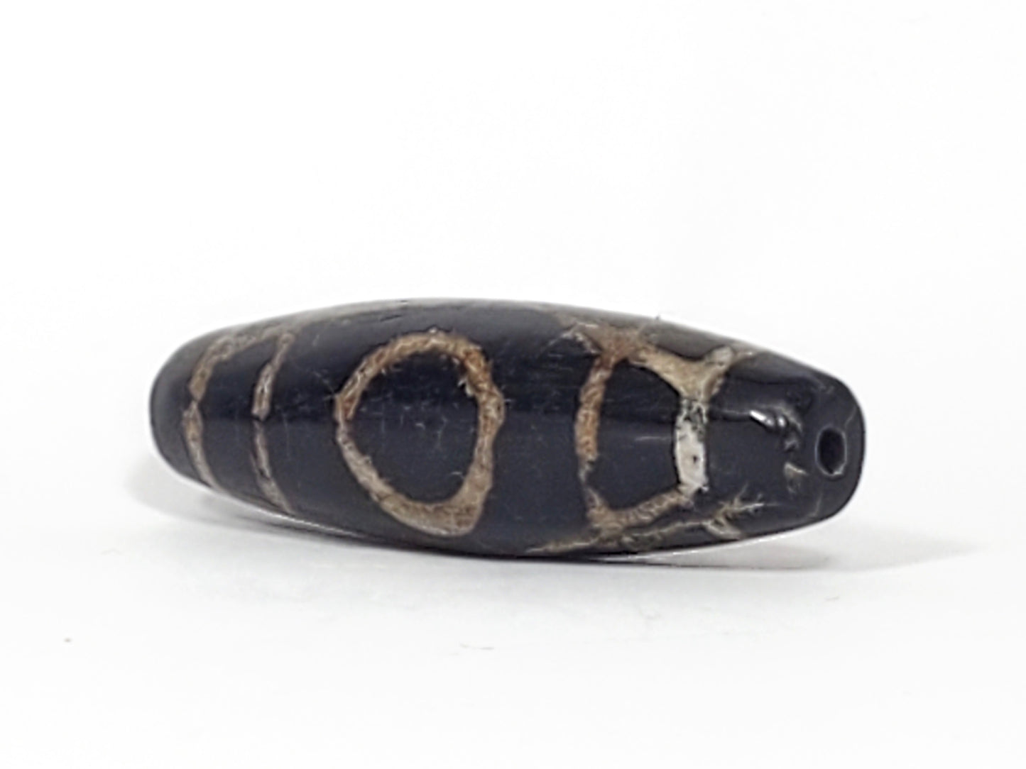 Ancient Two Eye Motif Dzi With Calcification (Anc-TwE-050824)