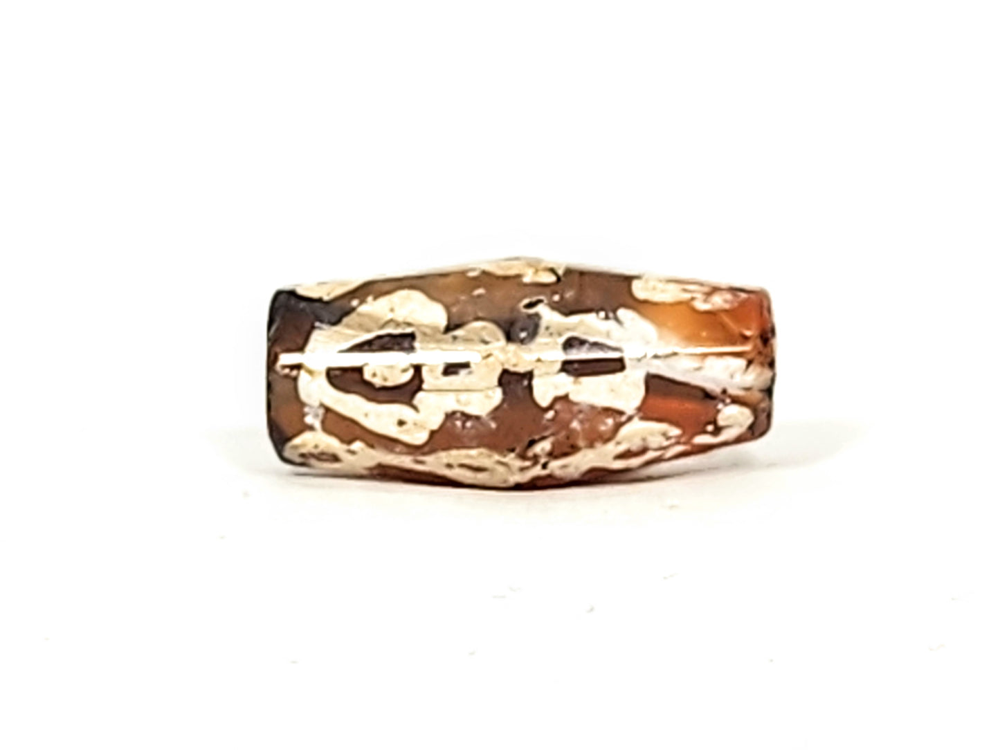 Ancient Links Motif Carnelian Dzi (032425) - Rare Octagon Shape