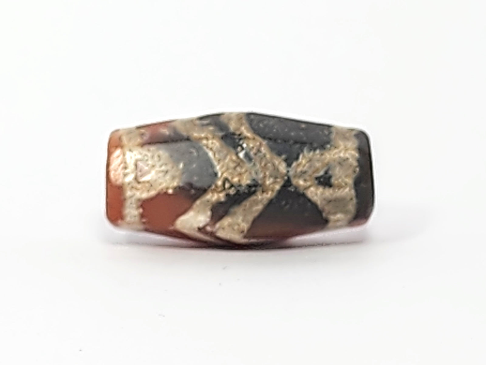 Ancient Twin Tiger Stripe & Tiger Tooth Motif Carnelian Dzi