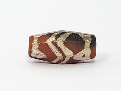 Ancient Twin Tiger Stripe & Tiger Tooth Motif Carnelian Dzi