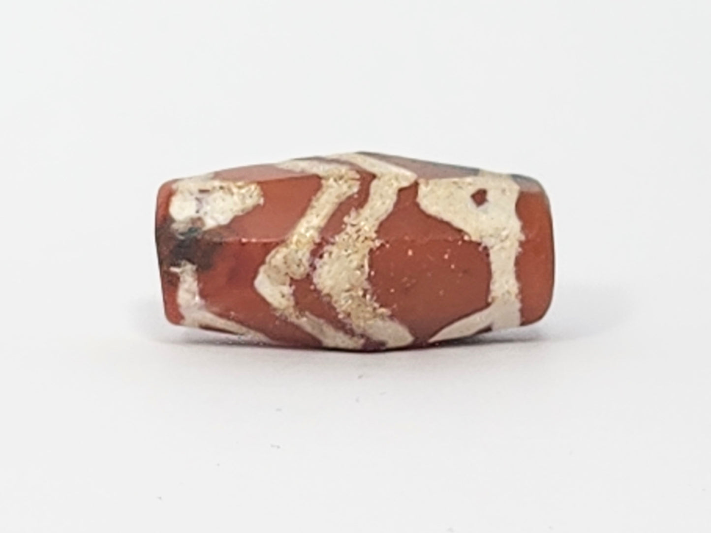Ancient Twin Tiger Stripe & Tiger Tooth Motif Carnelian Dzi