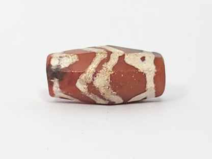 Ancient Twin Tiger Stripe & Tiger Tooth Motif Carnelian Dzi