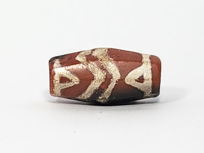 Ancient Twin Tiger Stripe & Tiger Tooth Motif Carnelian Dzi