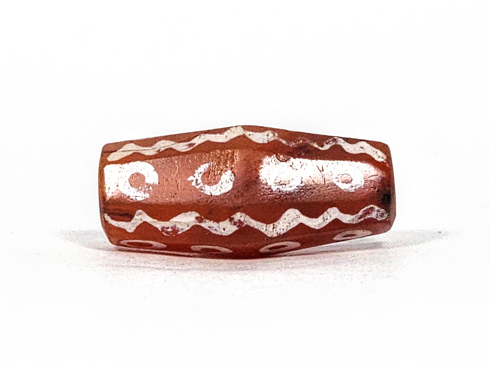 Ancient Sixteen Eye & Waves Motif Carnelian Dzi (010825) - Rare Octagon Shape