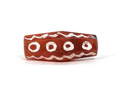 Ancient Sixteen Eye & Waves Motif Carnelian Dzi (010825) - Rare Octagon Shape