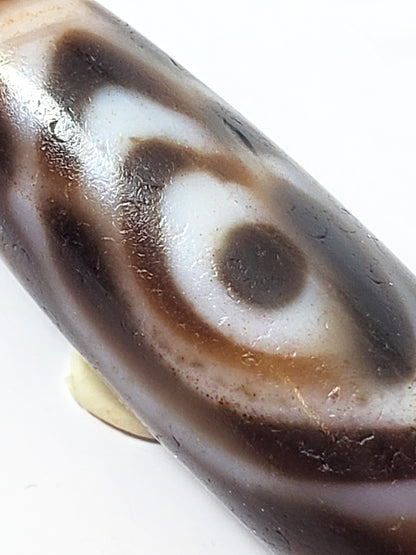 Ancient Tibetan Double Heaven's Gate Motif Dzi with Bloodspots