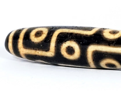 Ancient Tibetan Nine Eye Motif Dzi Bead (TiD-Anc-NE-041724) - Very Rare Old Bead