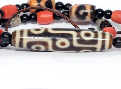 Ancient Tibetan Nine Eye Dzi Bead (TiD-Anc-NE-111023-2) - Extremely Old - Only the Nine Eye is for sale - Other beads are not included