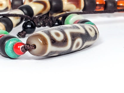 Ancient Tibetan Nine Eye Dzi Bead (Anc-TD-B-NE-082123) - Extremely Old