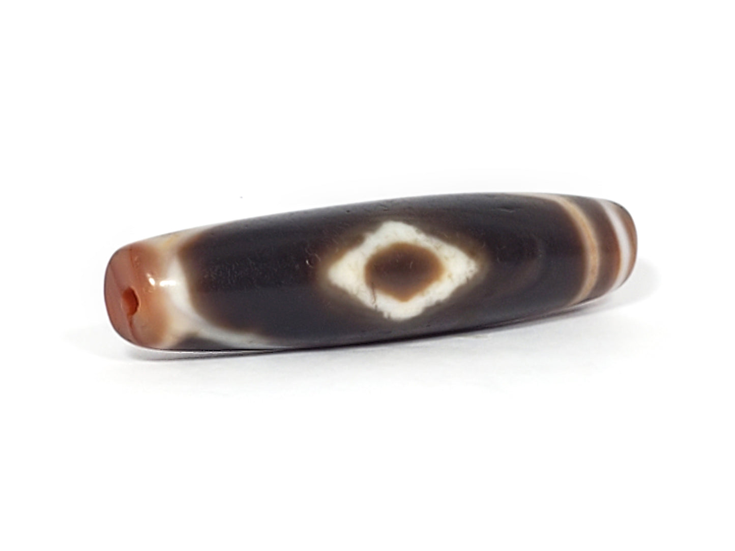 Ancient Three Diamond Eye Motif Dzi Bead (TiD-Anc-ThDE-101523) - Old Dzi