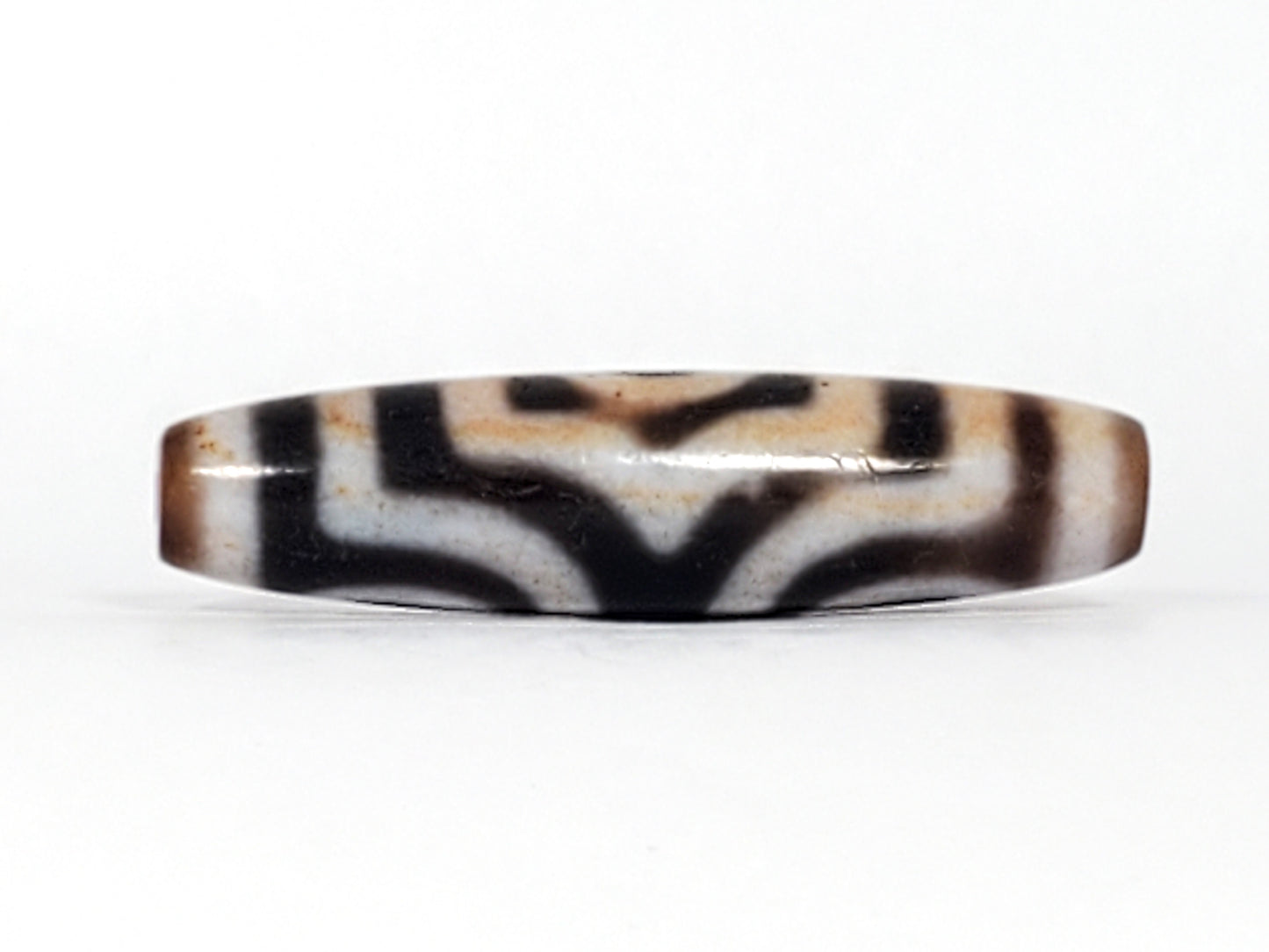 Ancient Tibetan Three Eye Motif Dzi with Extreme Bloodspots - Very Rare (TiD-Anc-XB-ThE-100224)