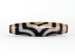 Ancient Tibetan Three Eye Motif Dzi with Extreme Bloodspots - Very Rare (TiD-Anc-XB-ThE-100224)