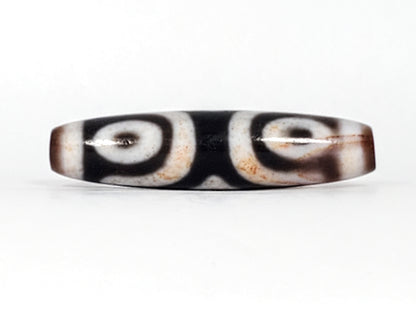 Ancient Tibetan Three Eye Motif Dzi with Extreme Bloodspots - Very Rare (TiD-Anc-XB-ThE-100224)