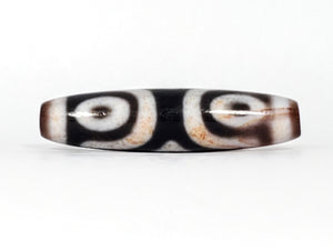 Ancient Tibetan Three Eye Motif Dzi with Extreme Bloodspots - Very Rare (TiD-Anc-XB-ThE-100224)