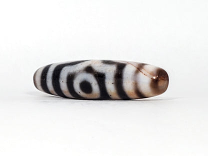 Ancient Tibetan Three Eye Motif Dzi with Extreme Bloodspots - Very Rare (TiD-Anc-XB-ThE-100224)