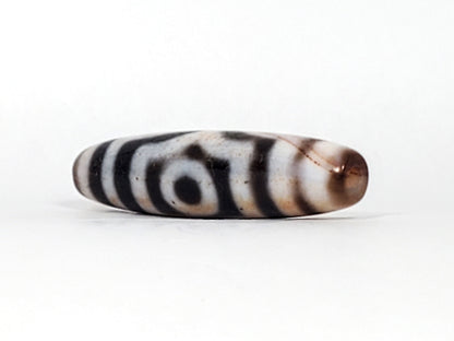 Antique Tibetan Three Eye Dzi Bead with Extreme Cinnabar Bloodspots | 100–200 Years Old (At-0426-3EBS2)