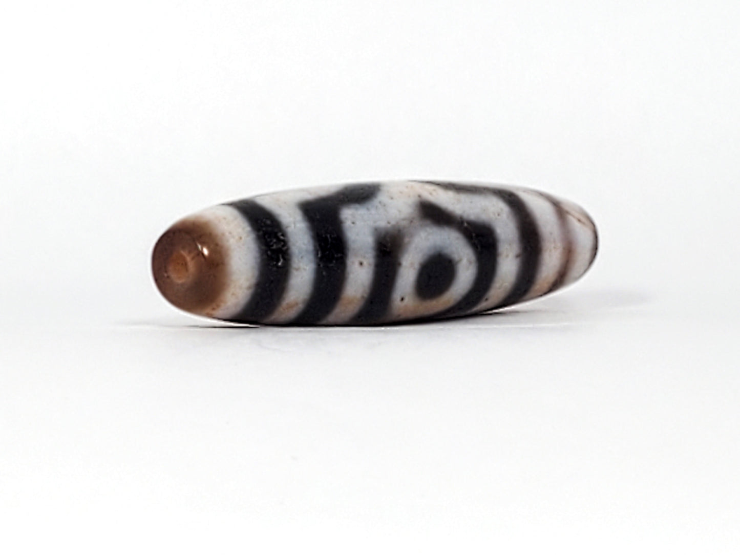 Ancient Tibetan Three Eye Motif Dzi with Extreme Bloodspots - Very Rare (TiD-Anc-XB-ThE-100224)