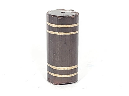 Ac-061426-4Str, straight-on barrel view, four horizontal cream-beige stripes, cool grey-brown agate, unretouched