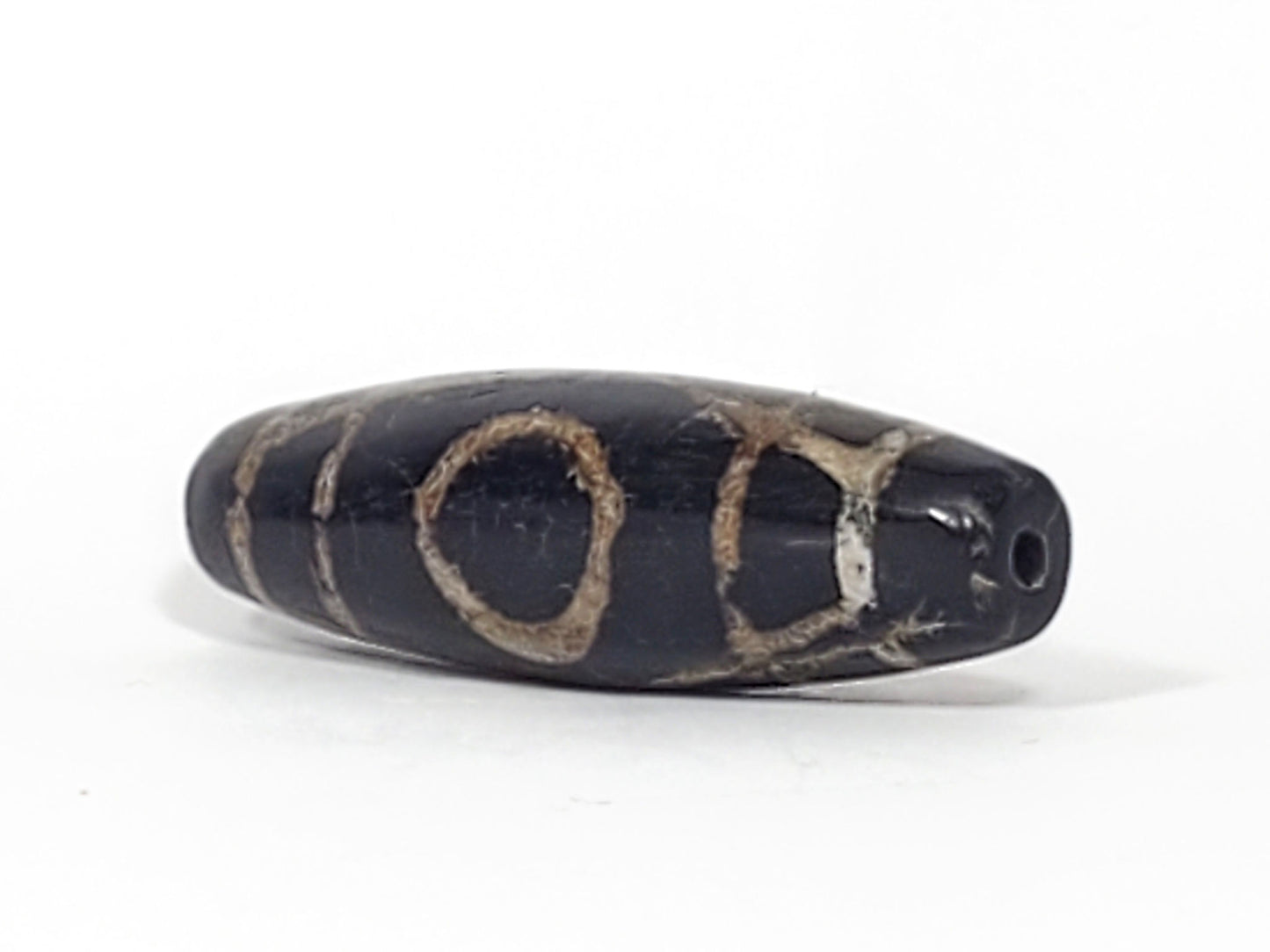 Ancient Two Eye Dzi Bead with Calcification | 1,500–2,000 Years Old (Anc-0426-TwE)