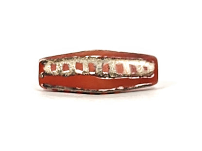 Ac-010825-4RT face D close, rectangular rail windows visible, terracotta carnelian ground, dark border trim, unretouched