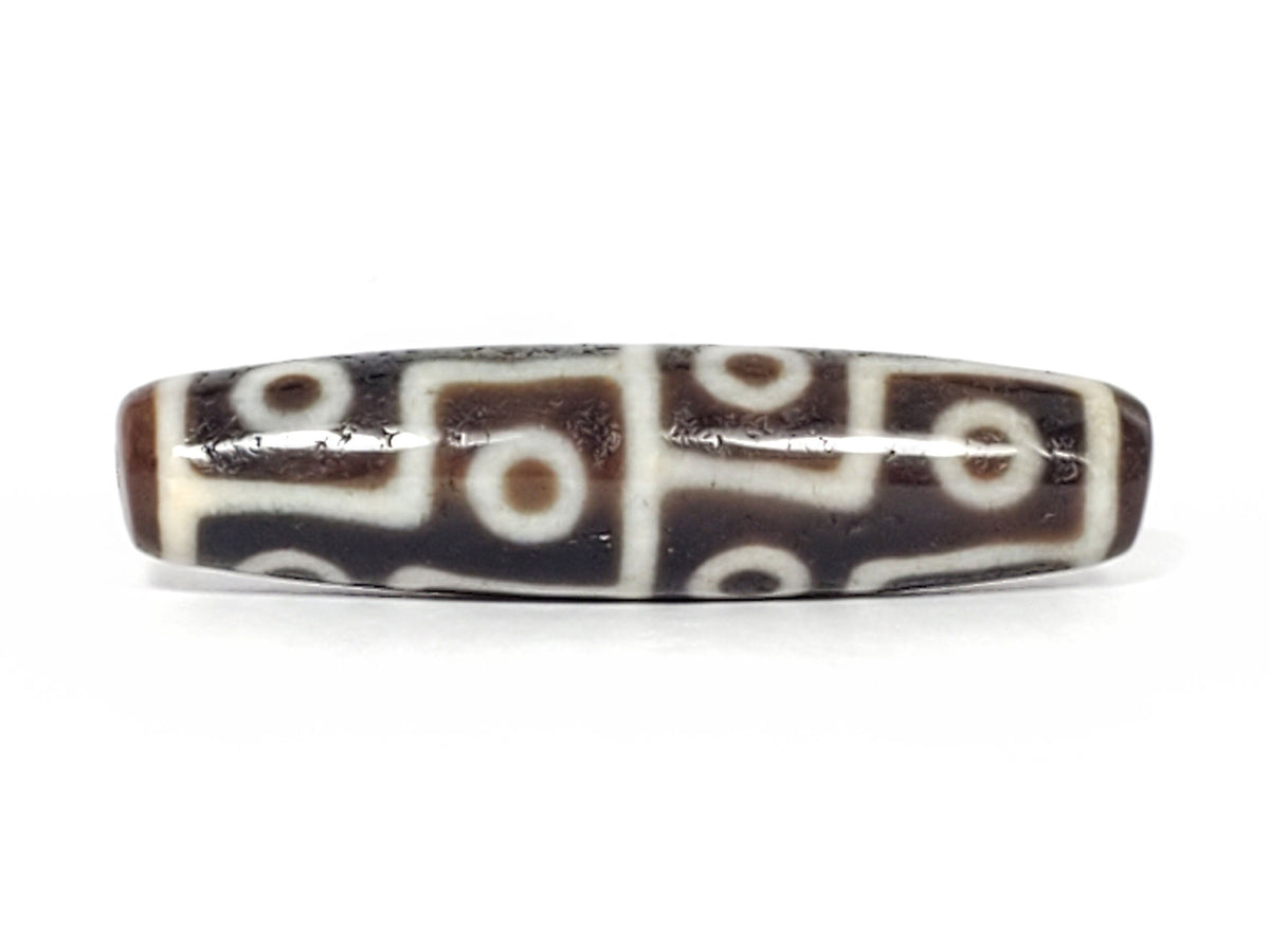 Ac-061826-12E2 Face C, 6-eye panel, deep dark chocolate-brown ground, cream-white lines, unretouched