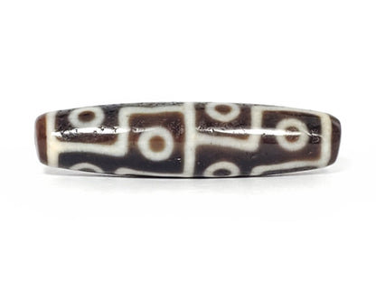 Ac-061826-12E2 Face C, 6-eye panel, deep dark chocolate-brown ground, cream-white lines, unretouched