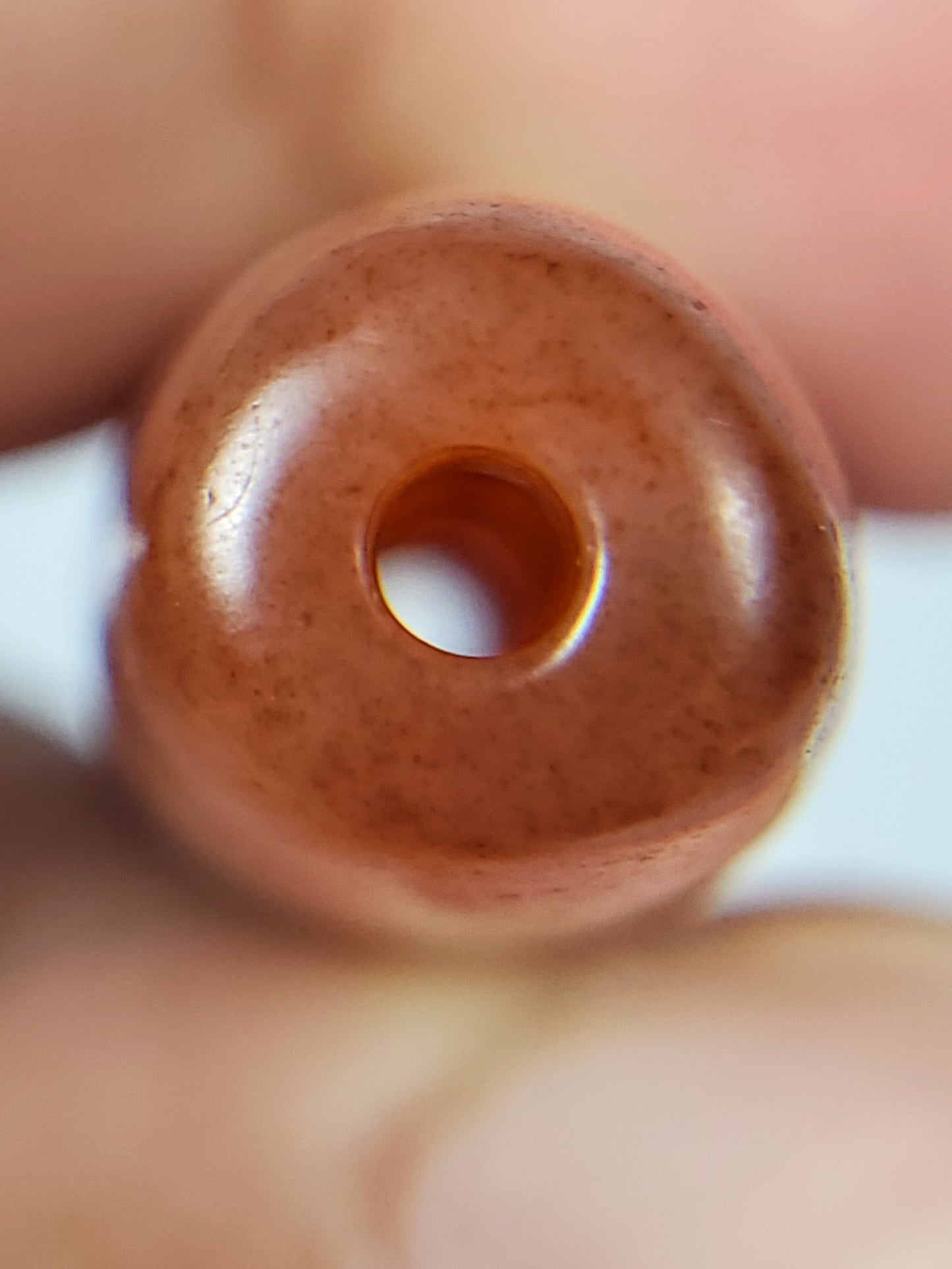 Antique Double Heaven Gate & Earth Gate Motif Dzi Bead with Bloodspot (Ant-B-DHGEG-102324)