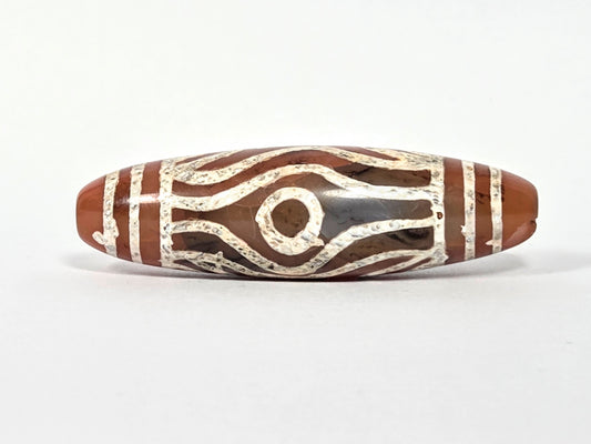 Antique Two Eye Tiger Tooth and Stars Motif carnelian Dzi bead 52.2mm — Ancient Dzi Shop