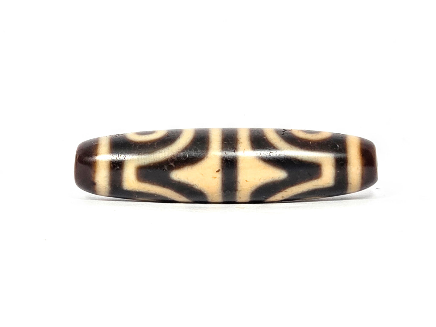 Antique Four Eye & Tiger Tooth Tibetan Dzi Bead (TiD-Ant-200-FoETT-082525)