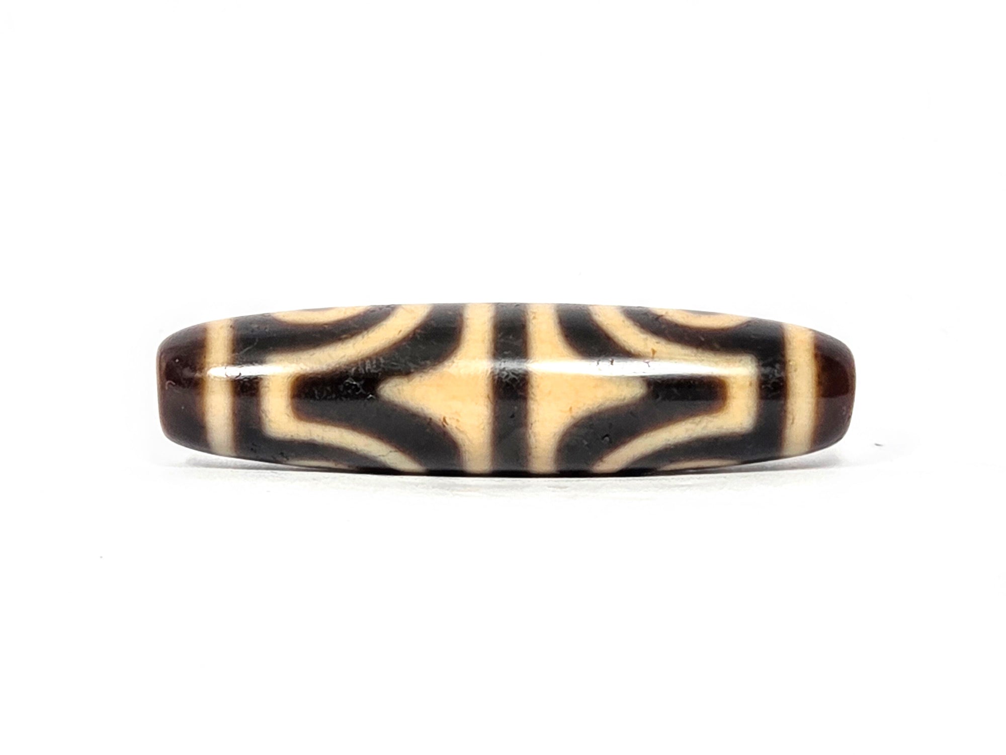 Antique Four Eye & Tiger Tooth Tibetan Dzi Bead (TiD-Ant-200-FoETT-082525)